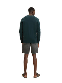 Tom Tailor Unifarbener Strickpulli mit Rundhalsausschnitt in Melange Optik