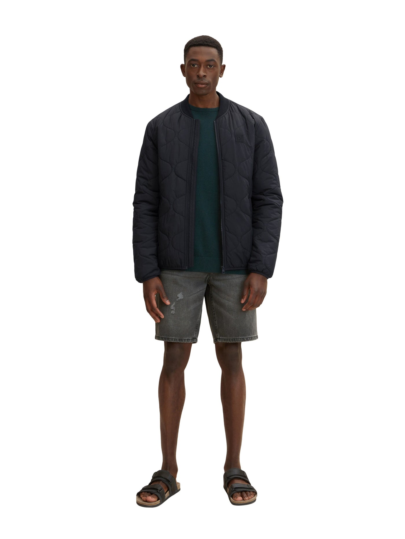 Tom Tailor Unifarbener Strickpulli mit Rundhalsausschnitt in Melange Optik