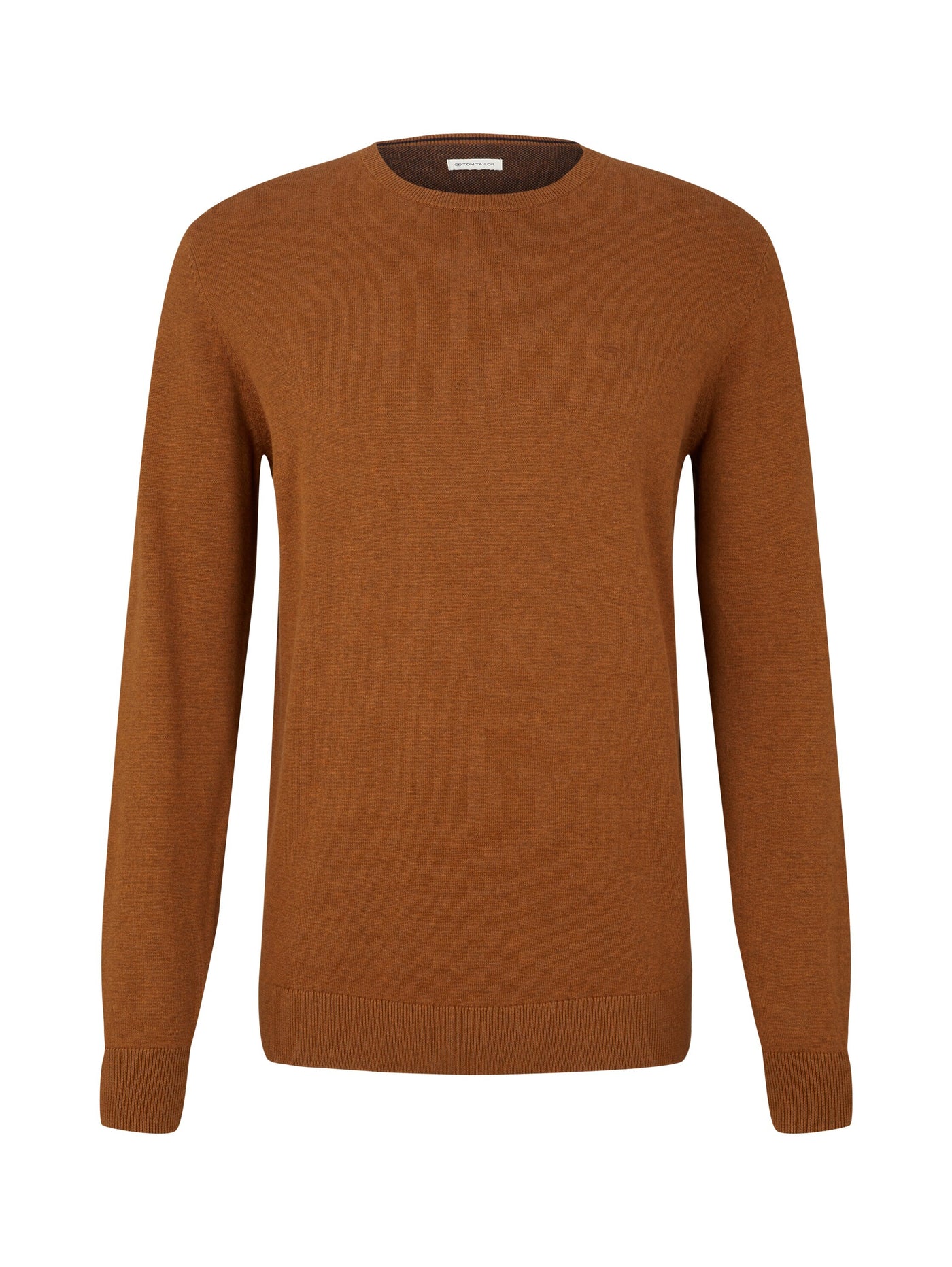 Tom Tailor Unifarbener Strickpulli mit Rundhalsausschnitt in Melange Optik