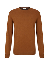 Tom Tailor Unifarbener Strickpulli mit Rundhalsausschnitt in Melange Optik