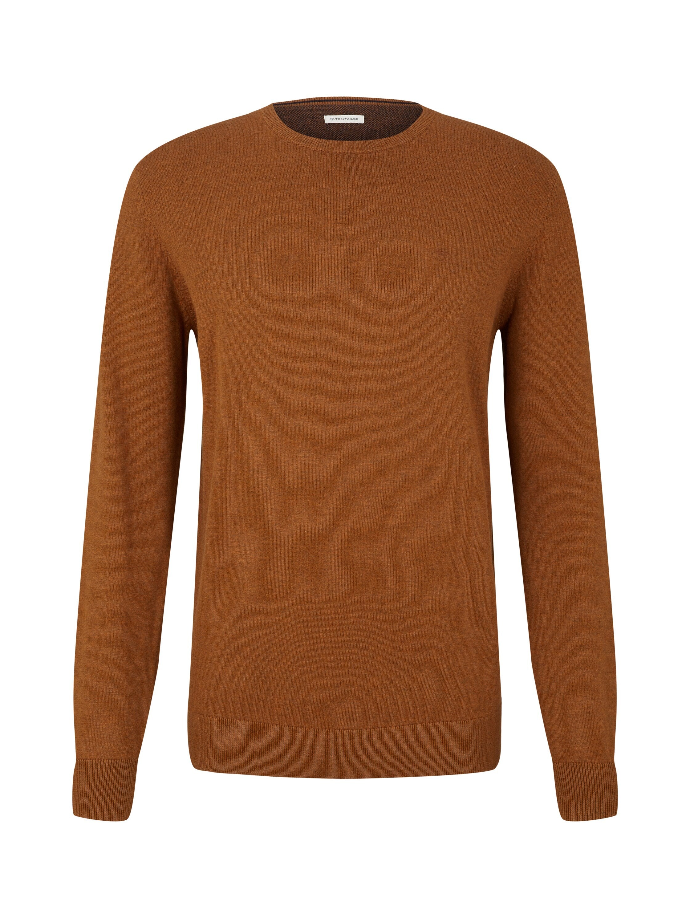 Tom Tailor Unifarbener Strickpulli mit Rundhalsausschnitt in Melange Optik