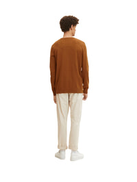 Tom Tailor Unifarbener Strickpulli mit Rundhalsausschnitt in Melange Optik