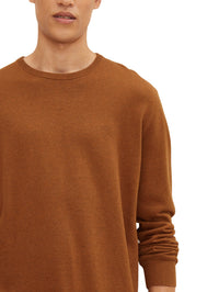 Tom Tailor Unifarbener Strickpulli mit Rundhalsausschnitt in Melange Optik
