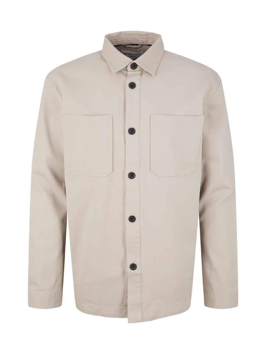 Tom Tailor Unifarbene Relaxed Fit Hemdjacke mit Kentkragen