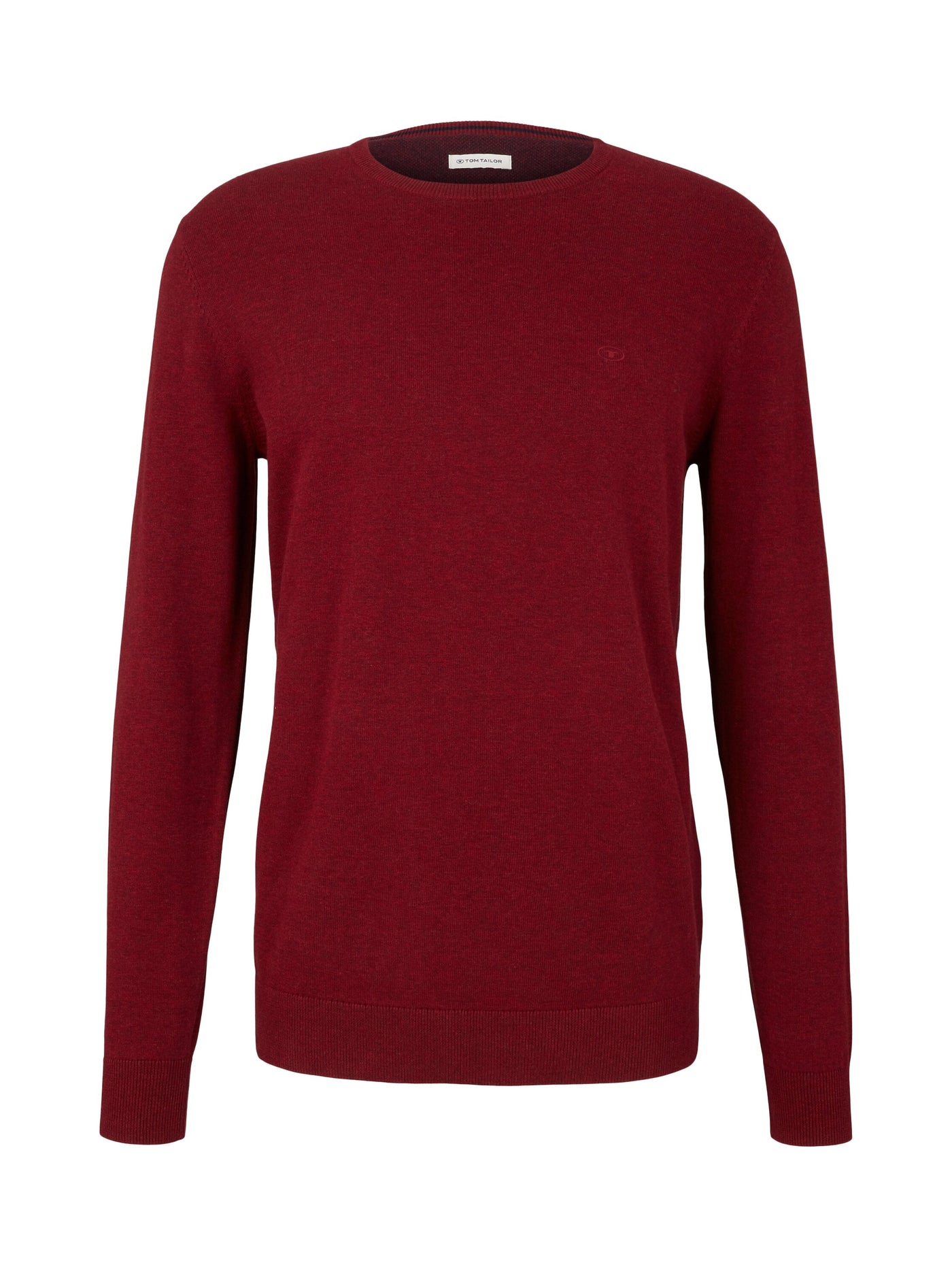 Tom Tailor Unifarbener Strickpulli mit Rundhalsausschnitt in Melange Optik