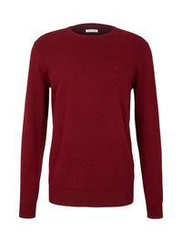 Tom Tailor Unifarbener Strickpulli mit Rundhalsausschnitt in Melange Optik