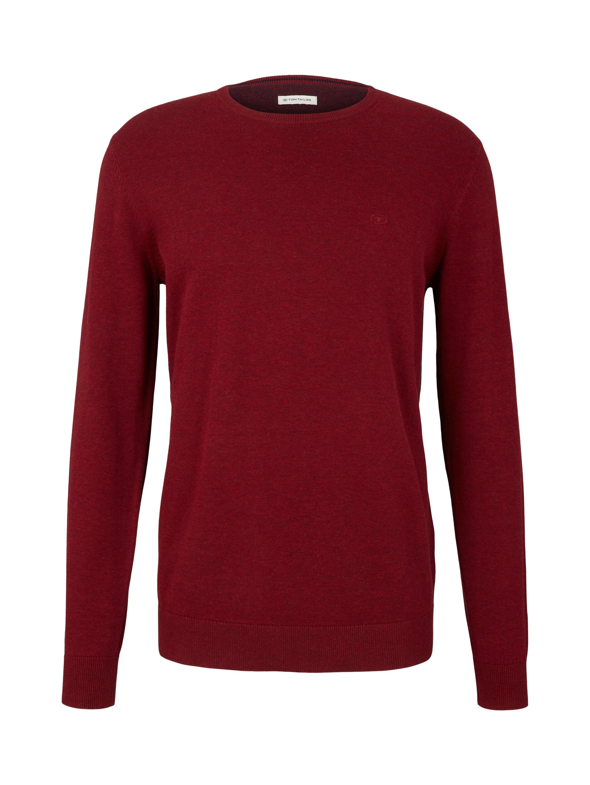 Tom Tailor Unifarbener Strickpulli mit Rundhalsausschnitt in Melange Optik