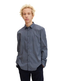 Tom Tailor Slim Fit Langarmhemd mit Kentkragen und Printmuster