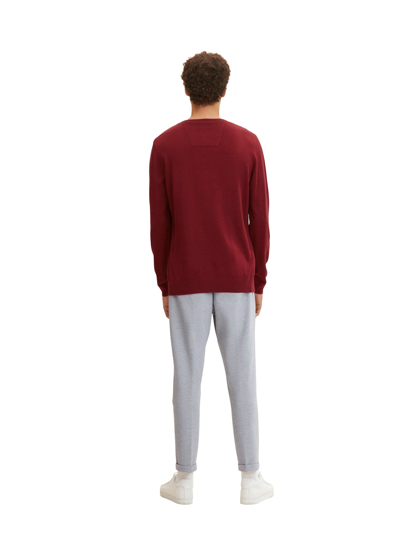 Tom Tailor Unifarbener Strickpulli mit Rundhalsausschnitt in Melange Optik