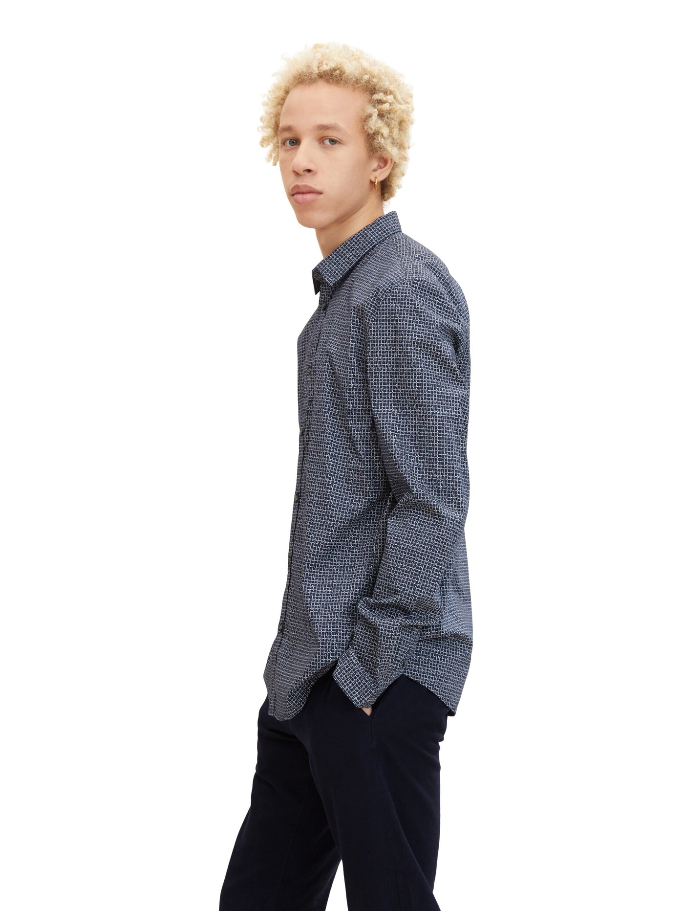 Tom Tailor Slim Fit Langarmhemd mit Kentkragen und Printmuster