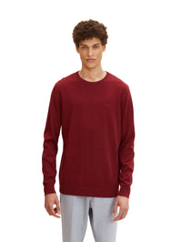 Tom Tailor Unifarbener Strickpulli mit Rundhalsausschnitt in Melange Optik