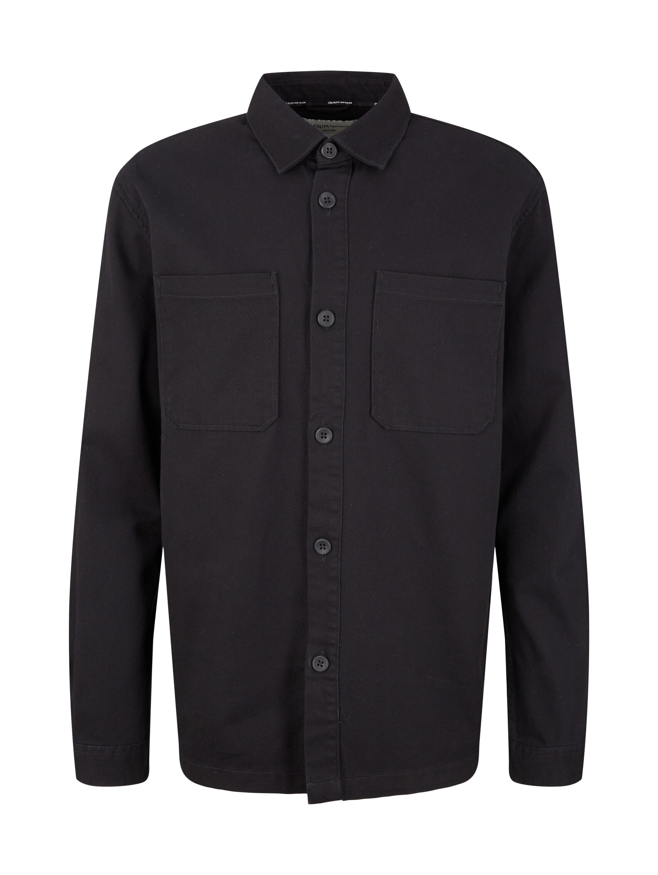 Tom Tailor Unifarbene Relaxed Fit Hemdjacke mit Kentkragen