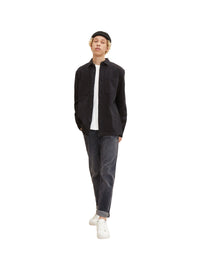 Tom Tailor Unifarbene Relaxed Fit Hemdjacke mit Kentkragen