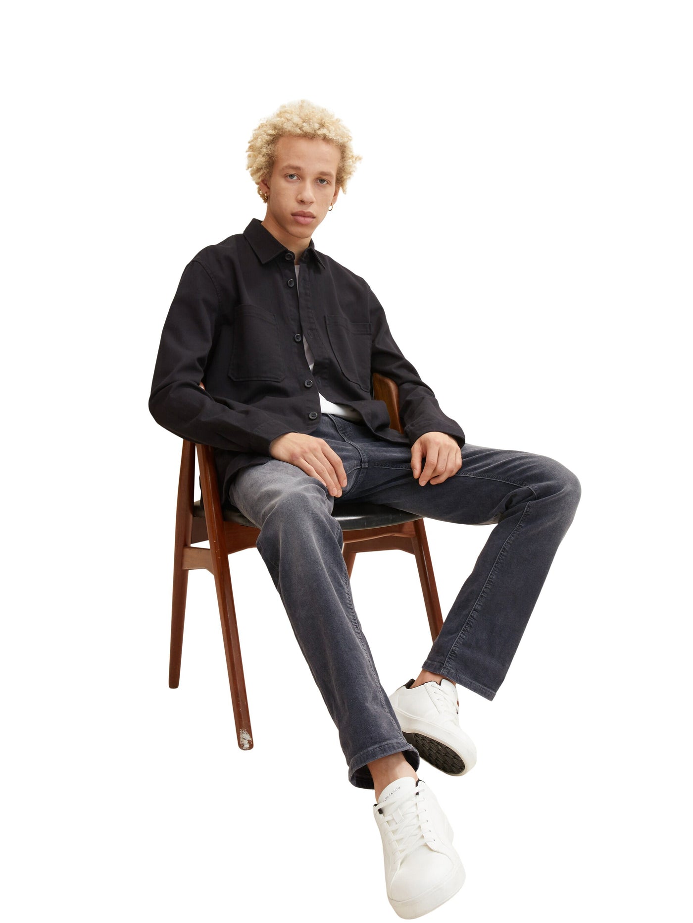 Tom Tailor Unifarbene Relaxed Fit Hemdjacke mit Kentkragen