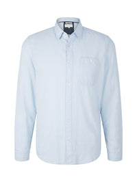 Tom Tailor Unifarbenes Langarmhemd mit Kentkragen und Struktur