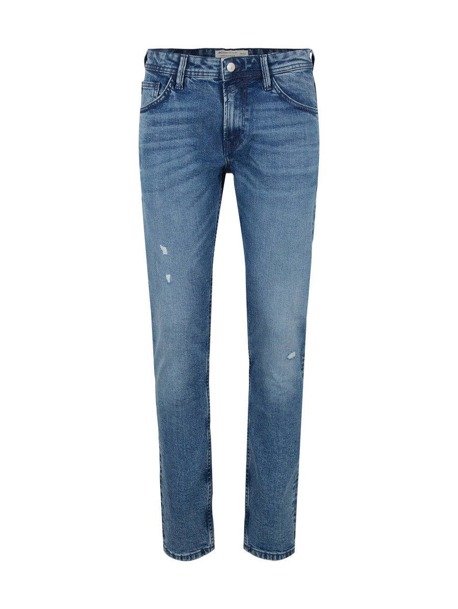 Tom Tailor Piers Slim Jeans im Five-Pocket-Style mit Destroyed Effekten