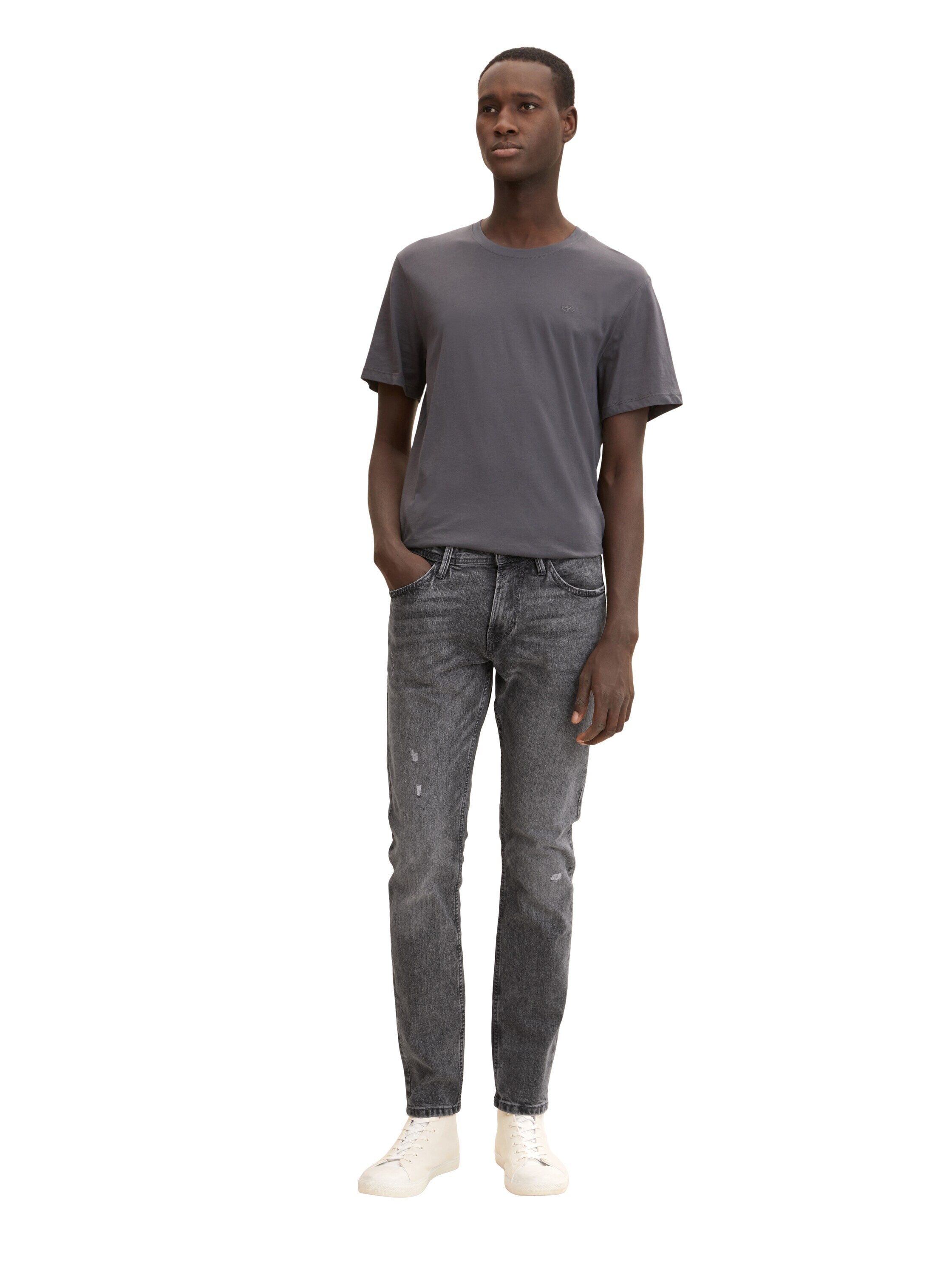 Tom Tailor Piers Slim Jeans im Five-Pocket-Style mit Destroyed Effekten