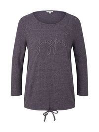 Tom Tailor 7/8 Arm Shirt mit Rundhalsausschnitt und Stickerei