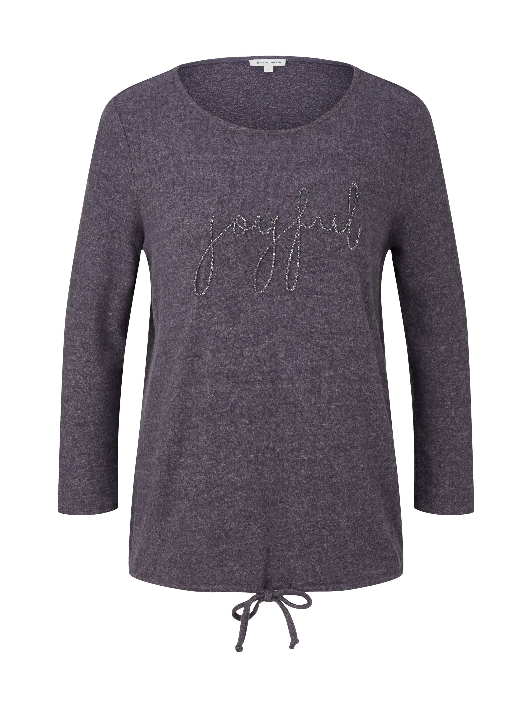 Tom Tailor 7/8 Arm Shirt mit Rundhalsausschnitt und Stickerei