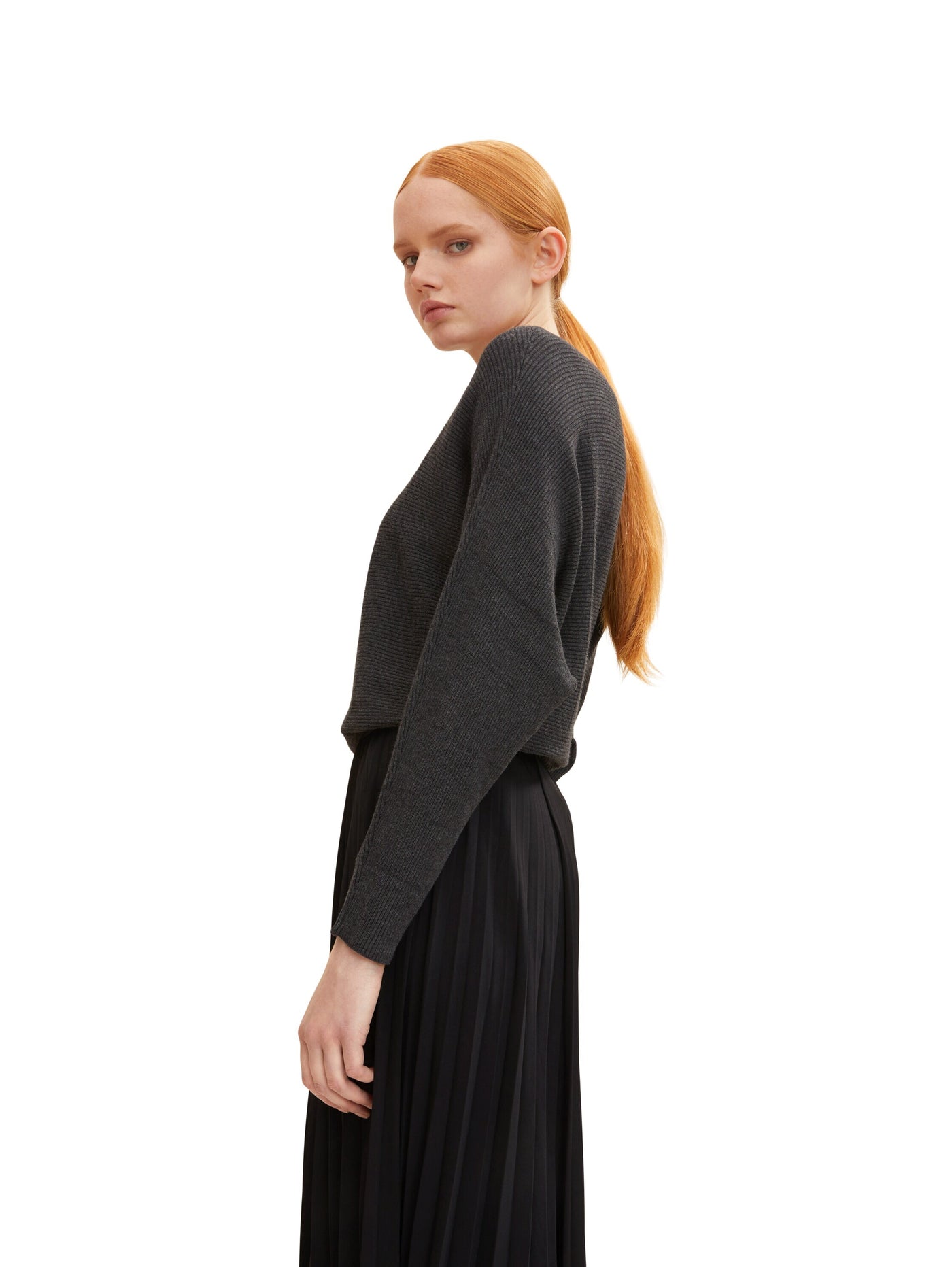 Tom Tailor Strickpullover mit U-Boot Ausschnitt und Fledermausärmeln