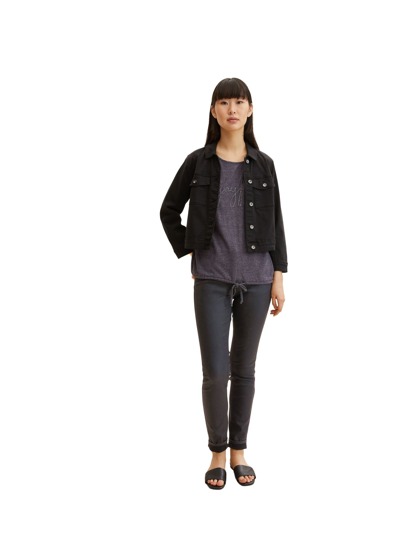 Tom Tailor 7/8 Arm Shirt mit Rundhalsausschnitt und Stickerei