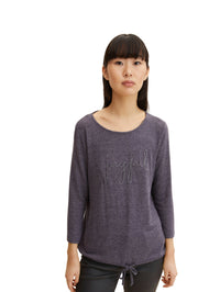 Tom Tailor 7/8 Arm Shirt mit Rundhalsausschnitt und Stickerei