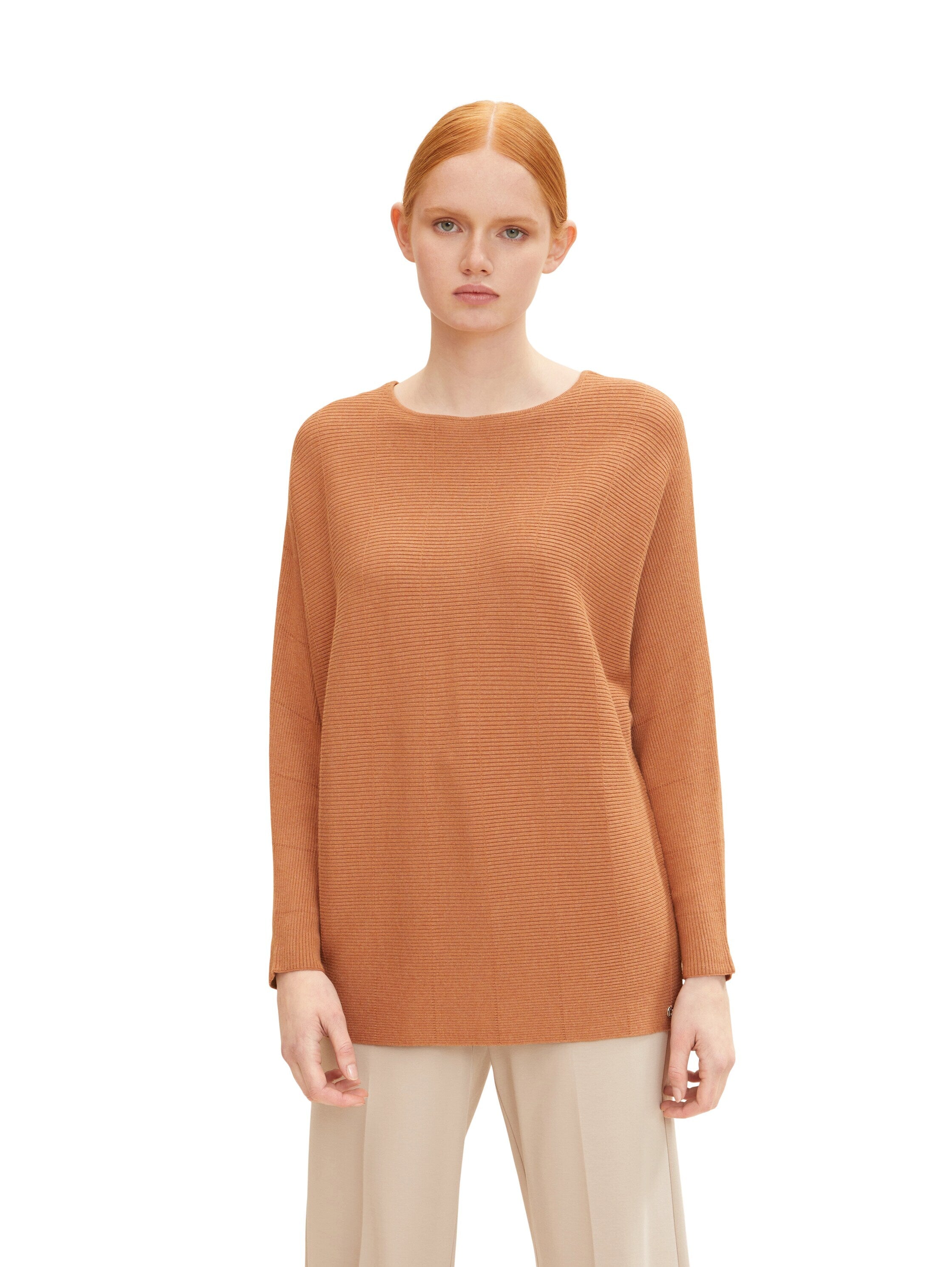 Tom Tailor Strickpullover mit U-Boot Ausschnitt und Fledermausärmeln