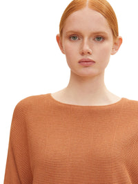 Tom Tailor Strickpullover mit U-Boot Ausschnitt und Fledermausärmeln