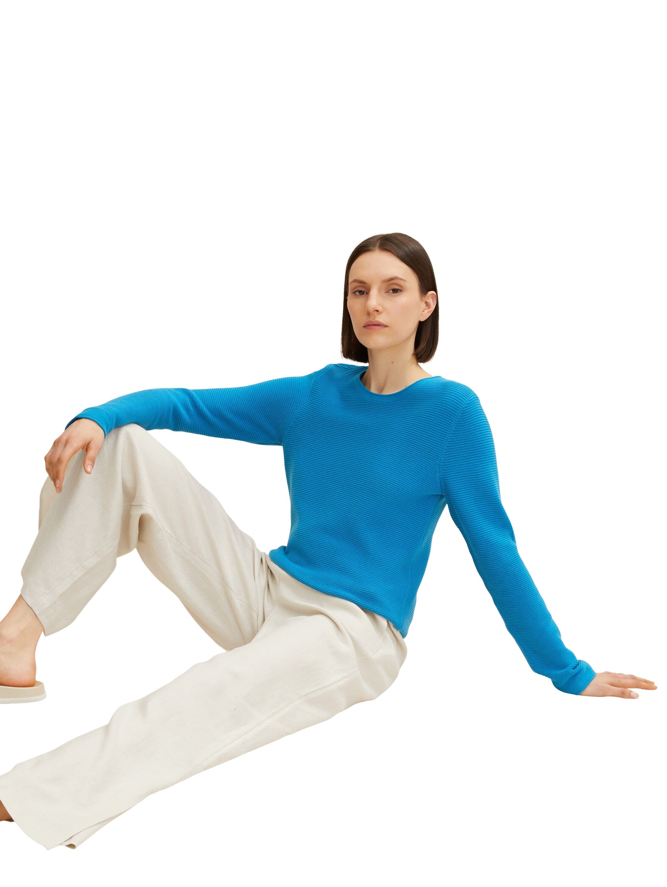 Tom Tailor Strickpullover mit Rundhalsausschnitt aus Baumwolle