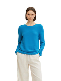 Tom Tailor Strickpullover mit Rundhalsausschnitt aus Baumwolle