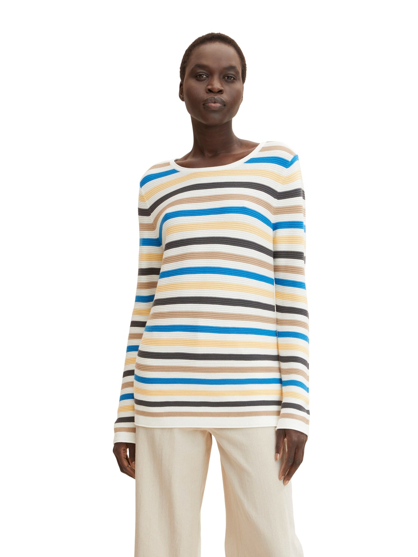 Tom Tailor Strickpullover mit Rundhalsausschnitt aus Baumwolle
