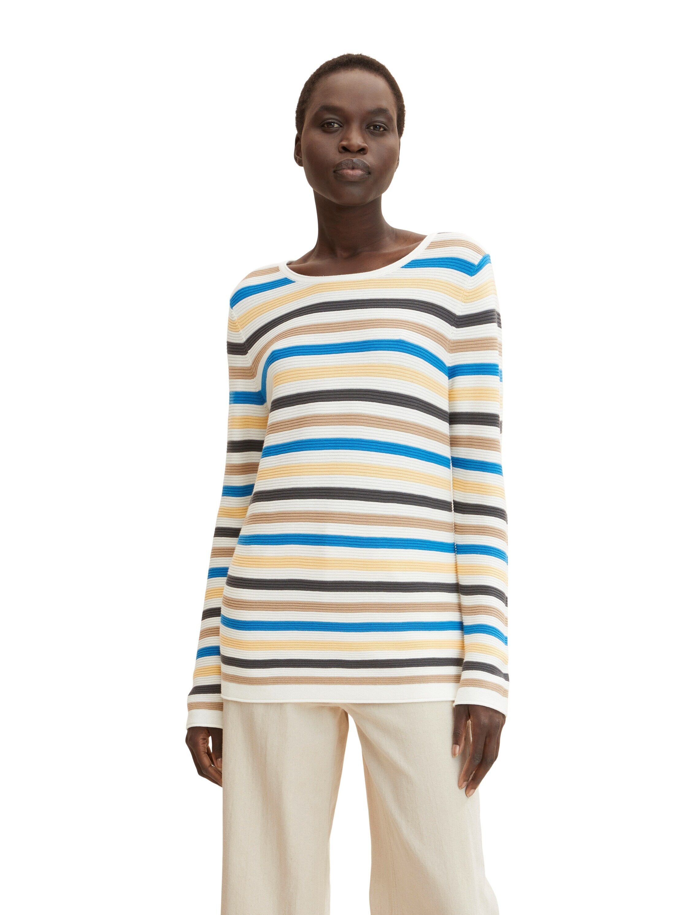 Tom Tailor Strickpullover mit Rundhalsausschnitt aus Baumwolle