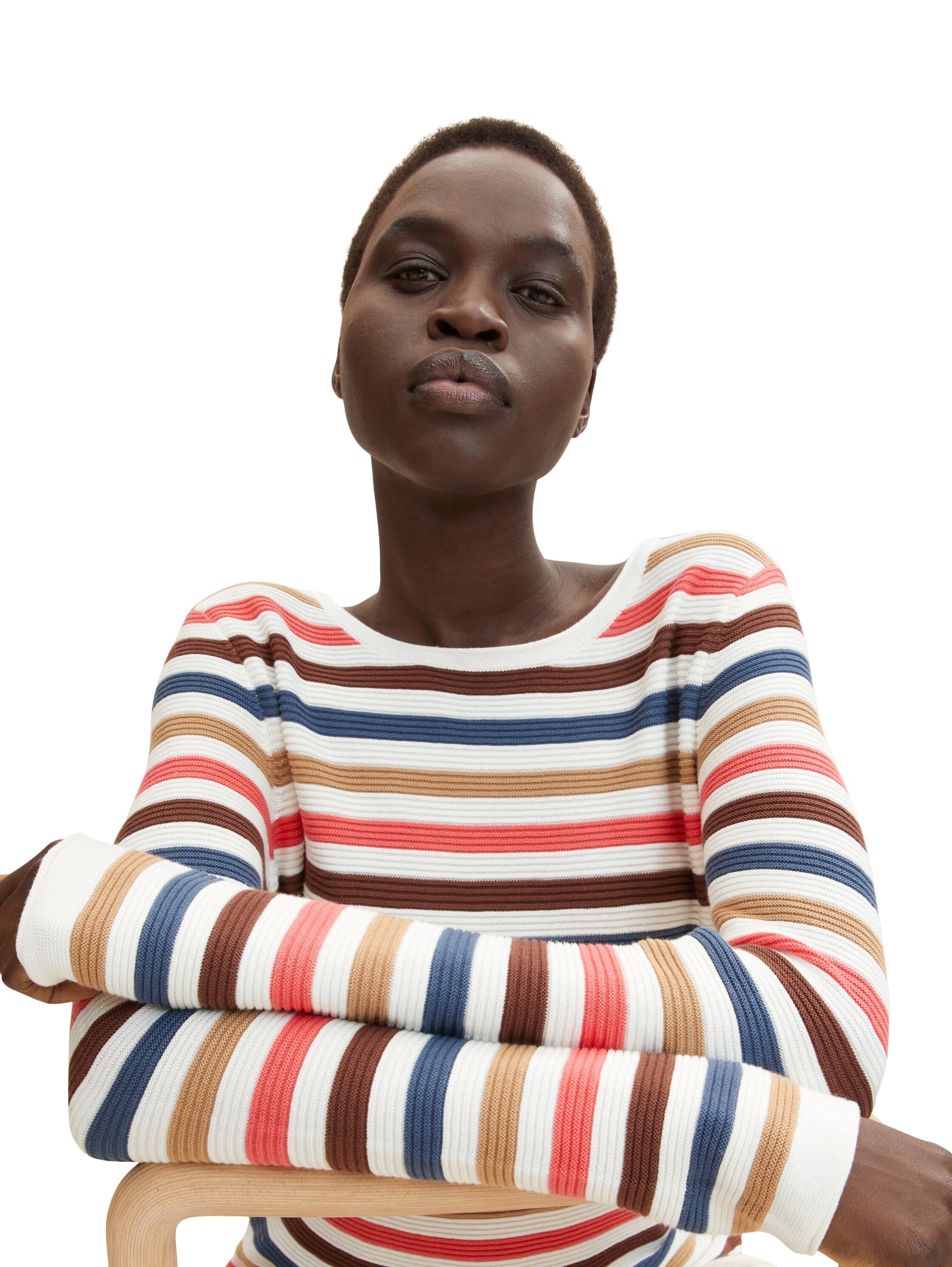 Tom Tailor Strickpullover mit Rundhalsausschnitt aus Baumwolle