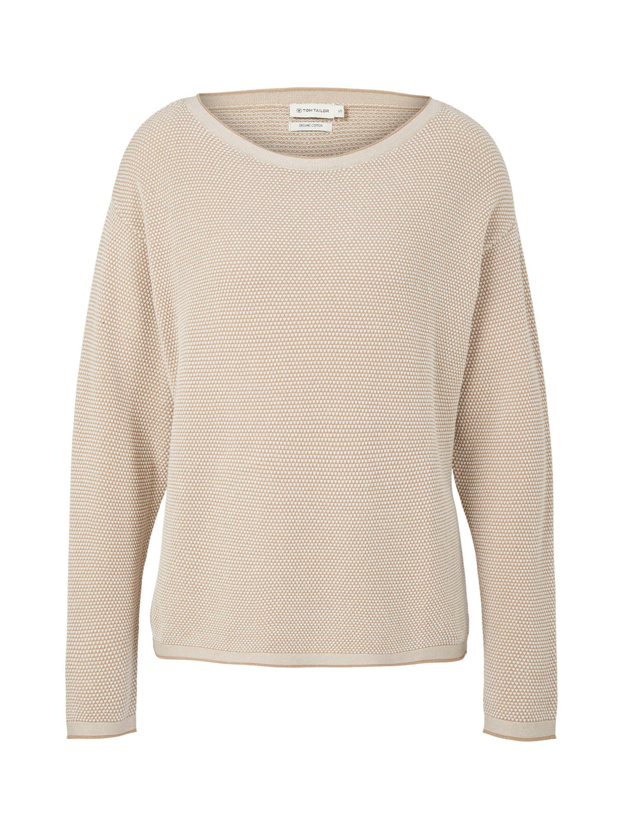 Tom Tailor Strickpullover mit Struktur und U-Boot Ausschnitt