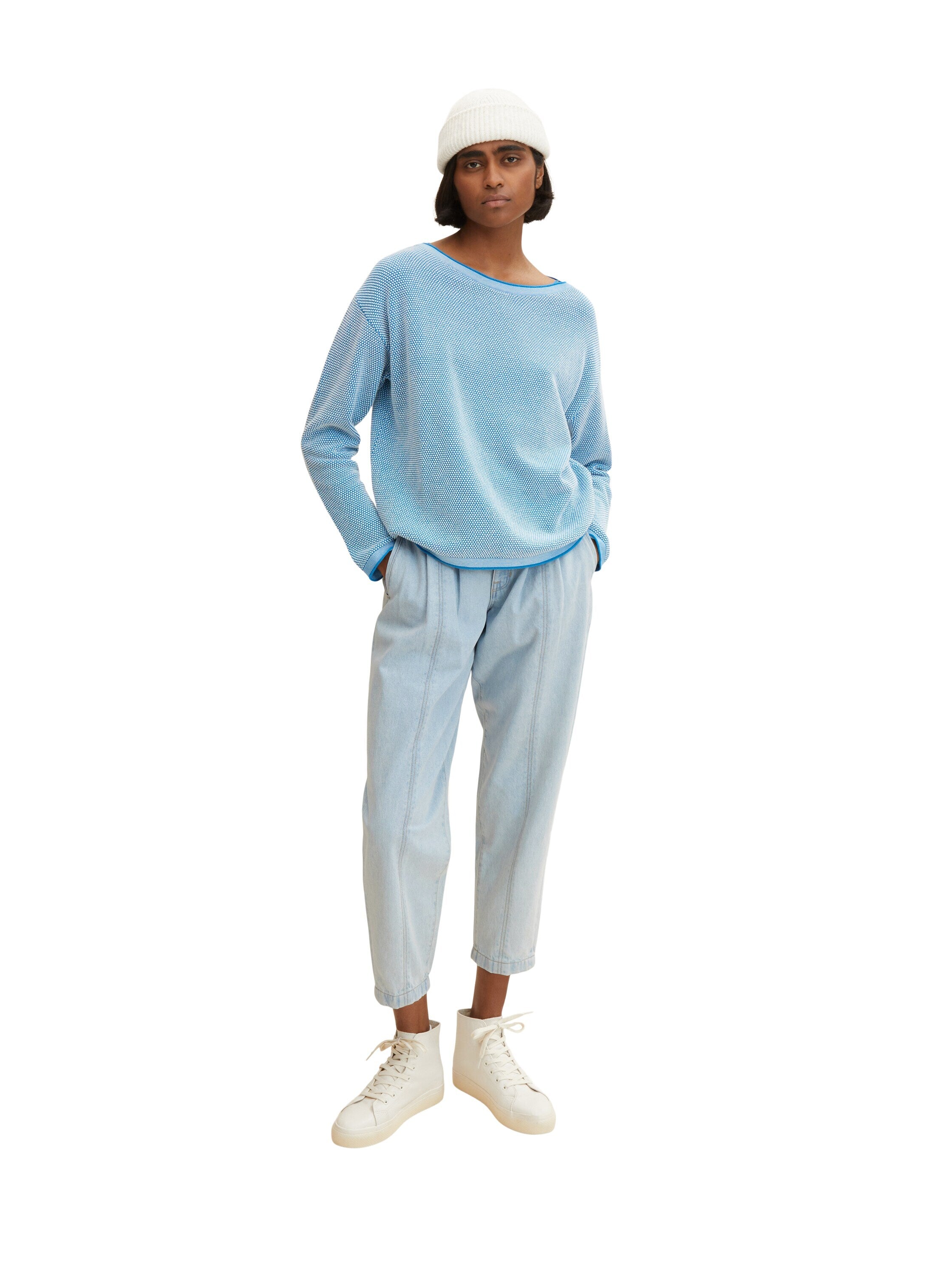 Tom Tailor Strickpullover mit Struktur und U-Boot Ausschnitt