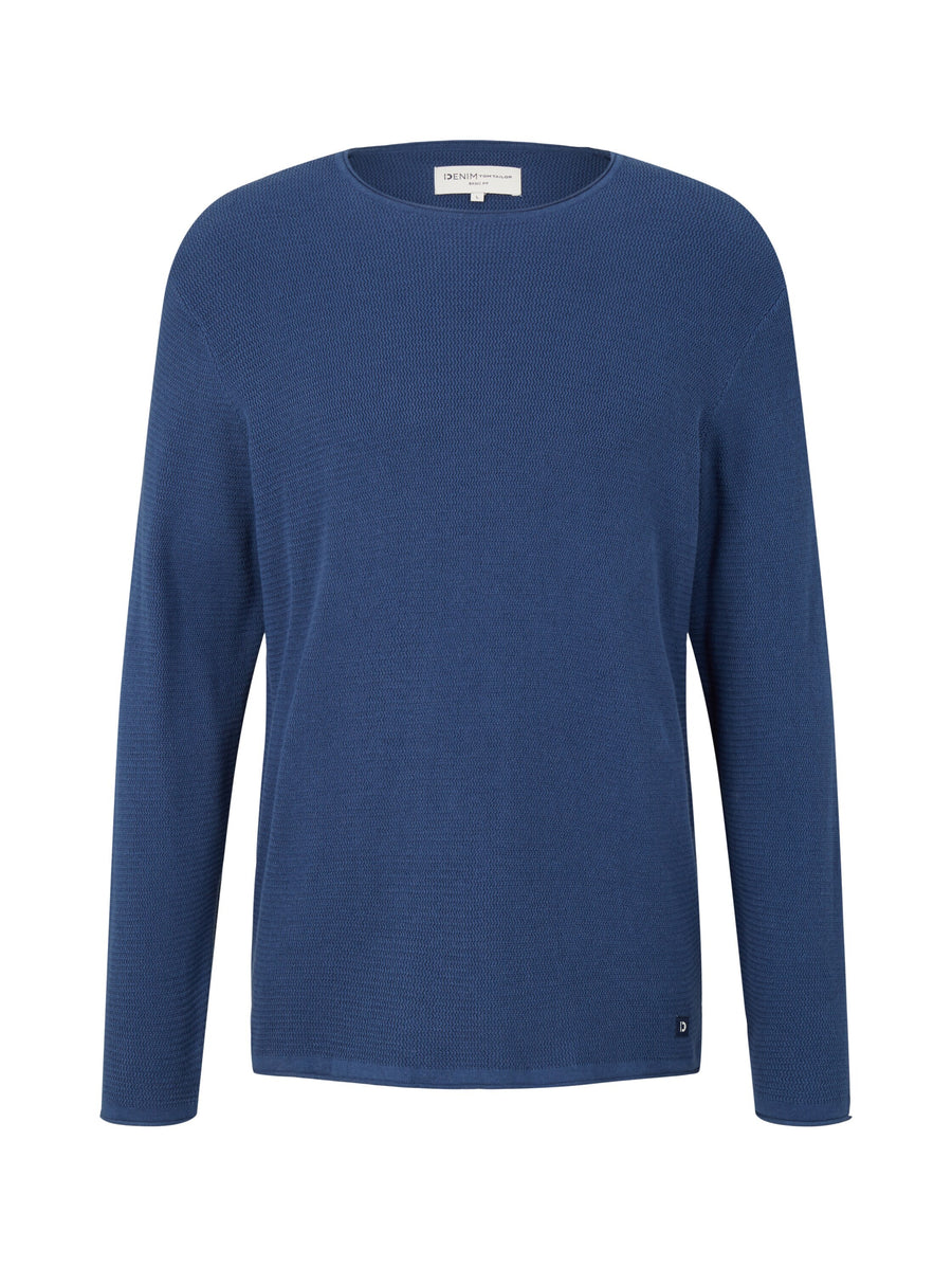 Tom Tailor Strukturierter Basic-Pullover mit Rundhalsausschnitt