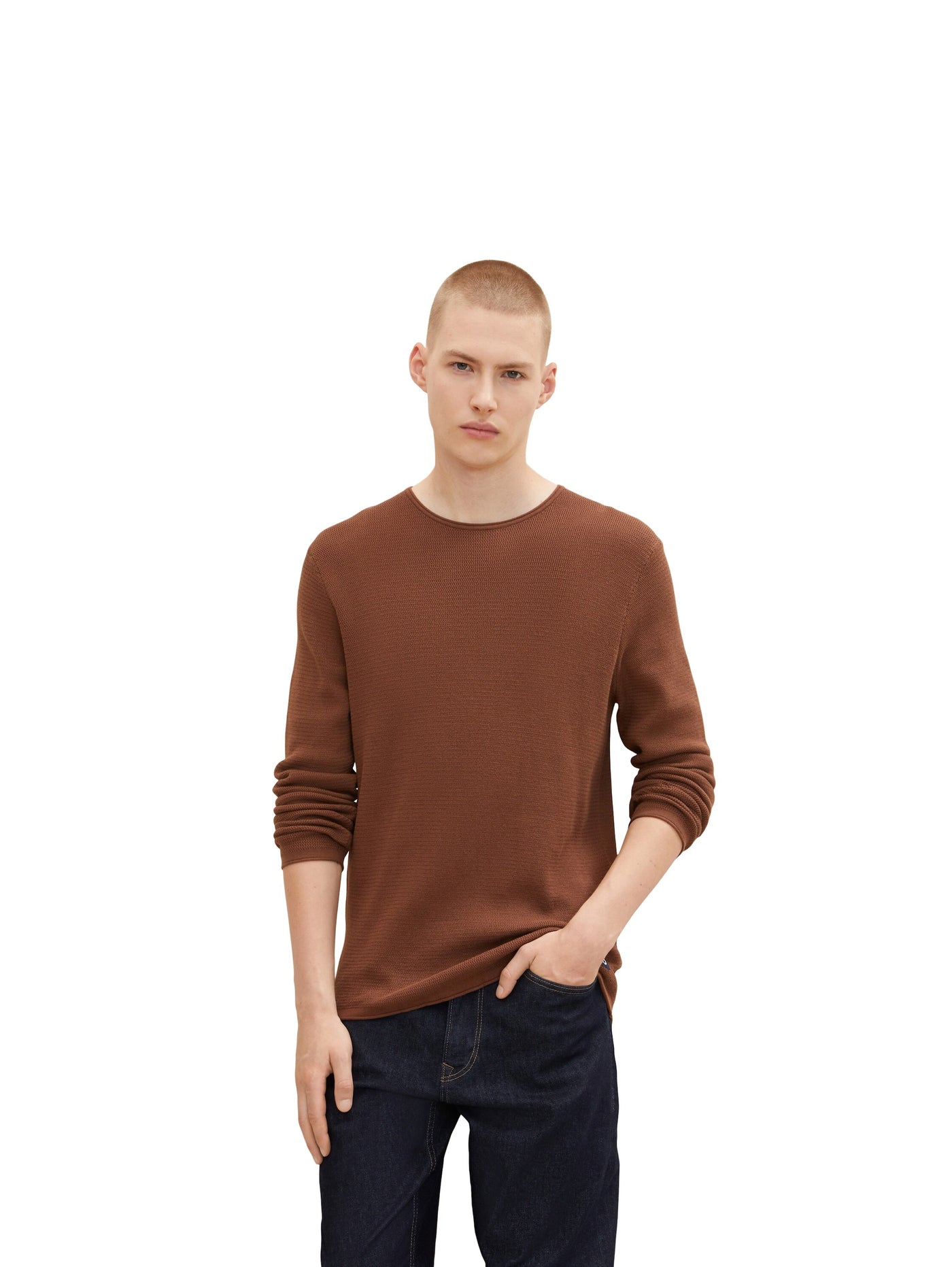 Tom Tailor Strukturierter Basic-Pullover mit Rundhalsausschnitt
