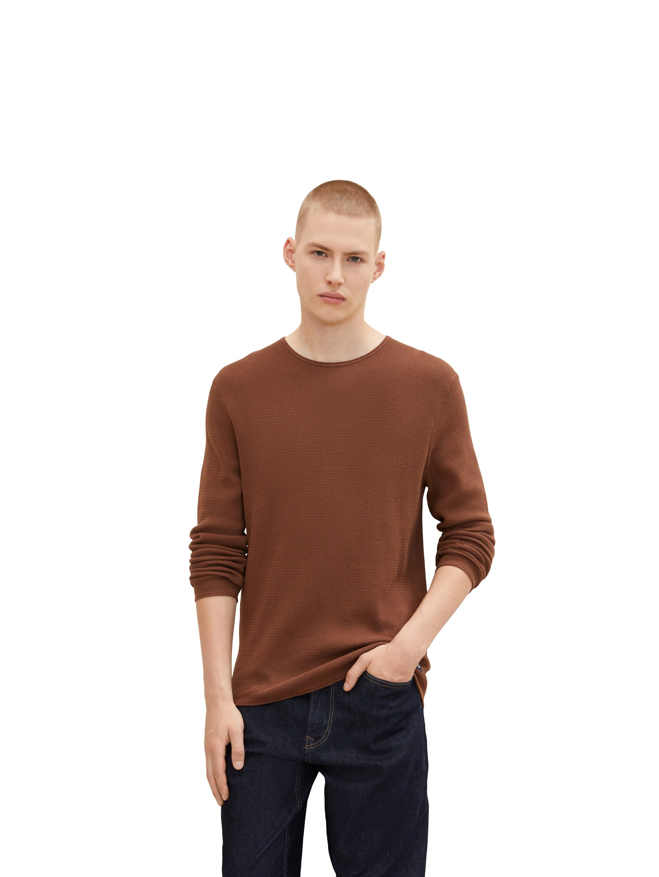 Tom Tailor Strukturierter Basic-Pullover mit Rundhalsausschnitt