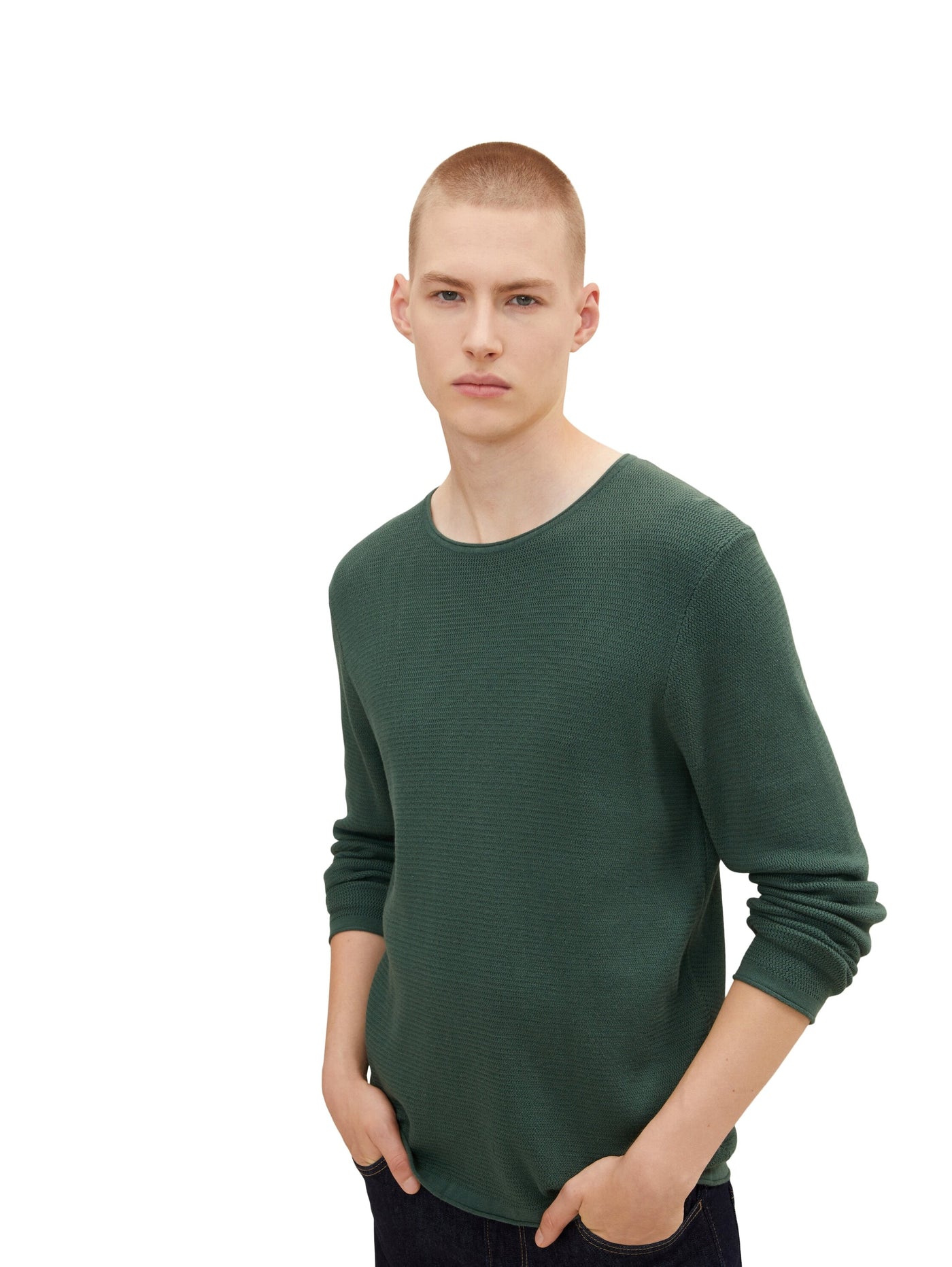 Tom Tailor Strukturierter Basic-Pullover mit Rundhalsausschnitt
