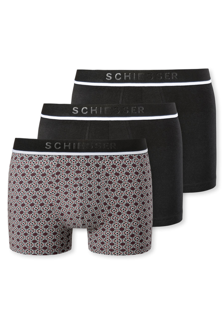 Schiesser Shorts im 3 Pack Organic Cotton uni gemustert mehrfarbig