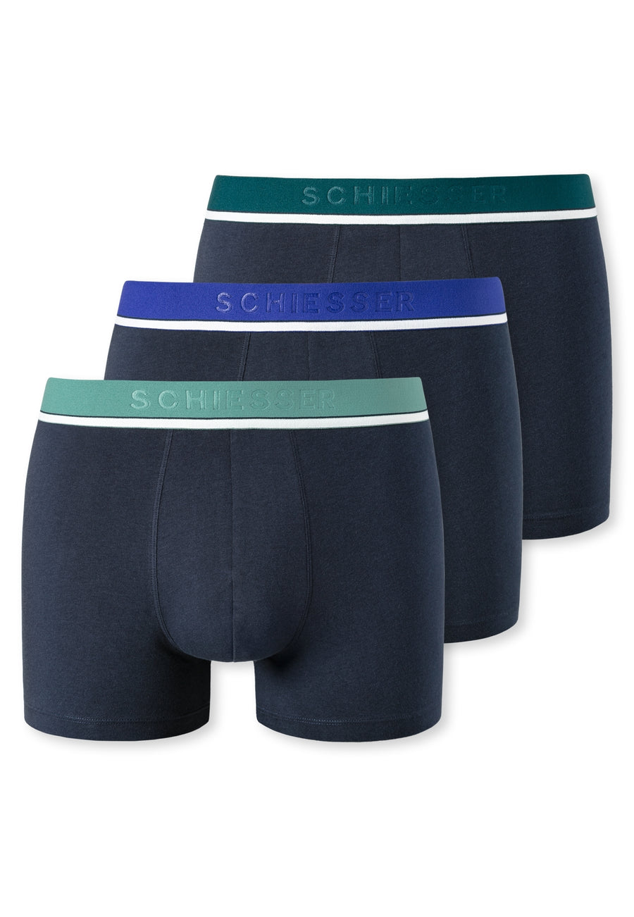 Schiesser Shorts im 3 Pack Organic Cotton mit Webgummibund in dunkelblau
