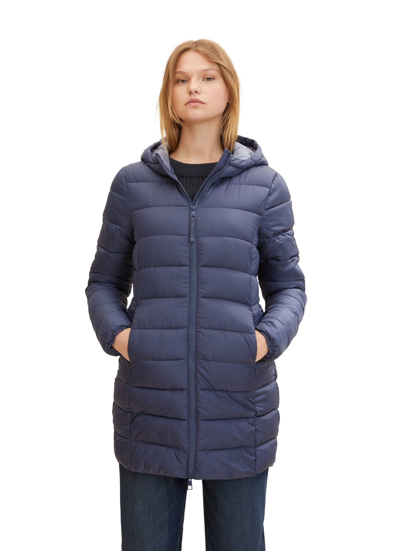 Tom Tailor Leichter Steppmantel REPREVE Our Ocean mit Kapuze und seitlichen Eingrifftaschen