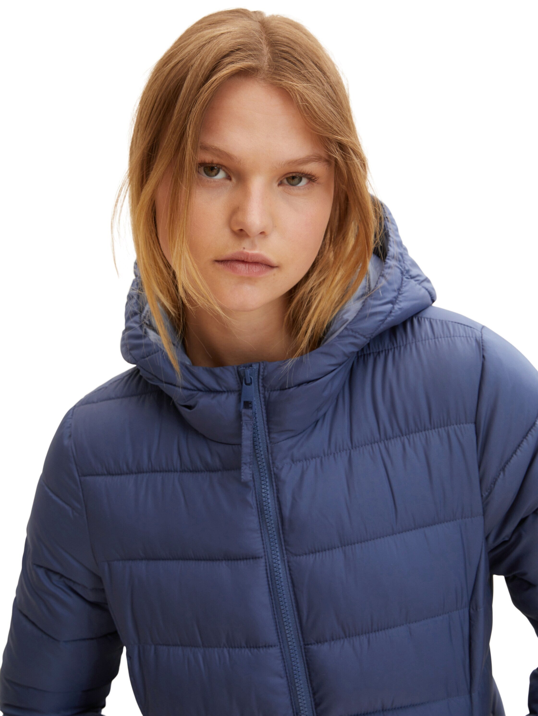 Tom Tailor Leichter Steppmantel REPREVE Our Ocean mit Kapuze und seitlichen Eingrifftaschen