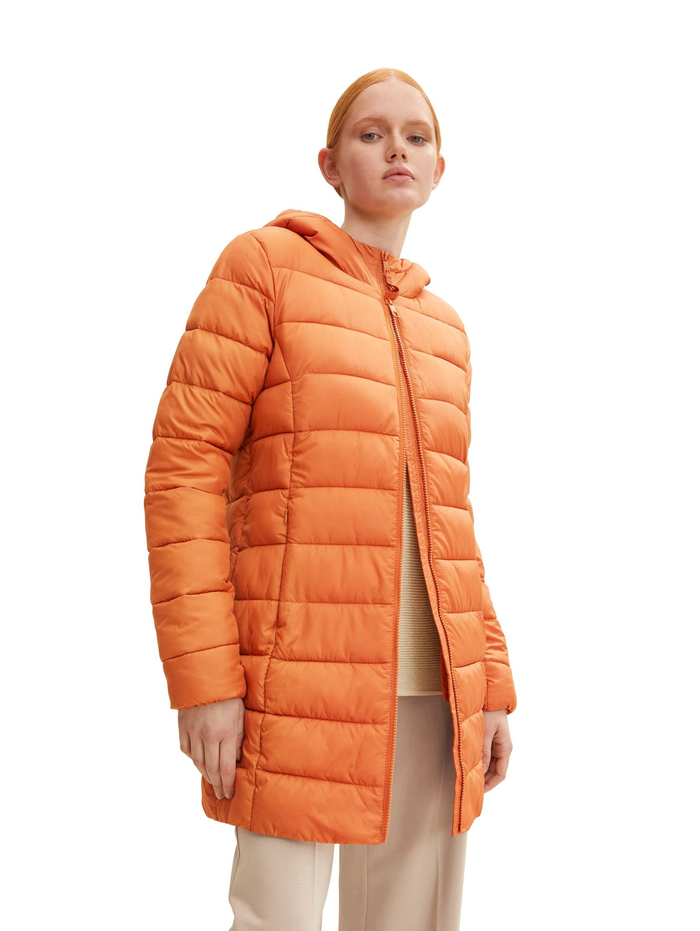 Tom Tailor Leichter Steppmantel REPREVE Our Ocean mit Kapuze und seitlichen Eingrifftaschen