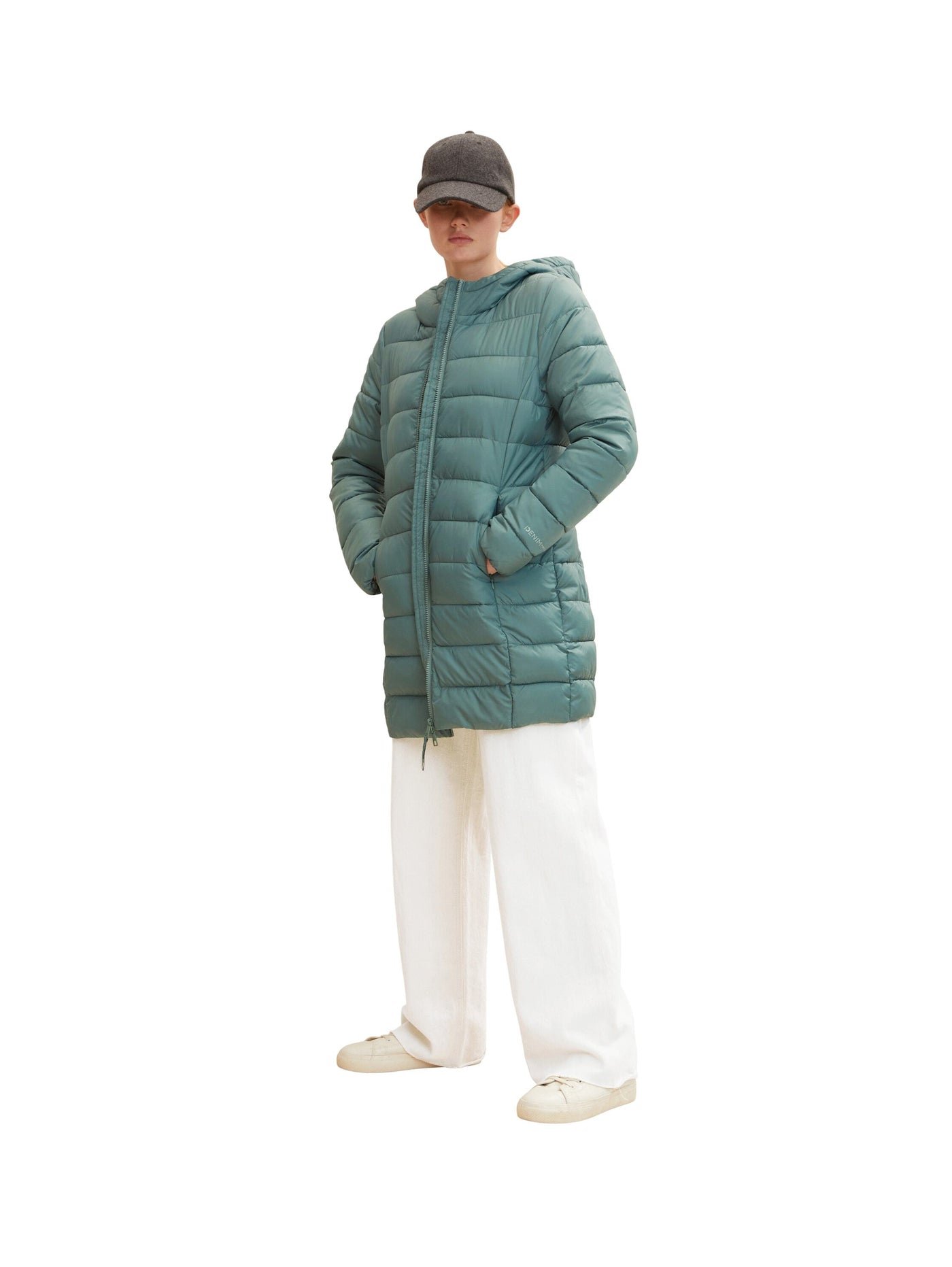 Tom Tailor Leichter Steppmantel REPREVE Our Ocean mit Kapuze und seitlichen Eingrifftaschen