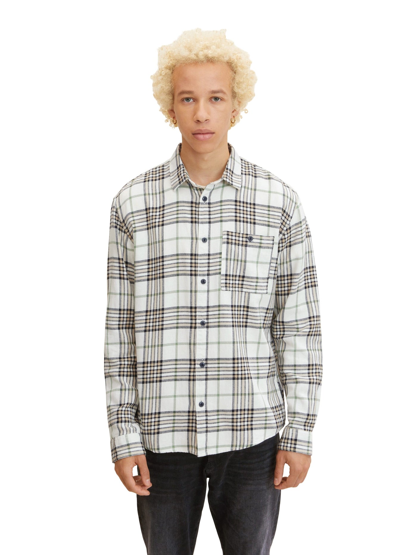 Tom Tailor Langarmhemd mit Karomuster und Kentkragen