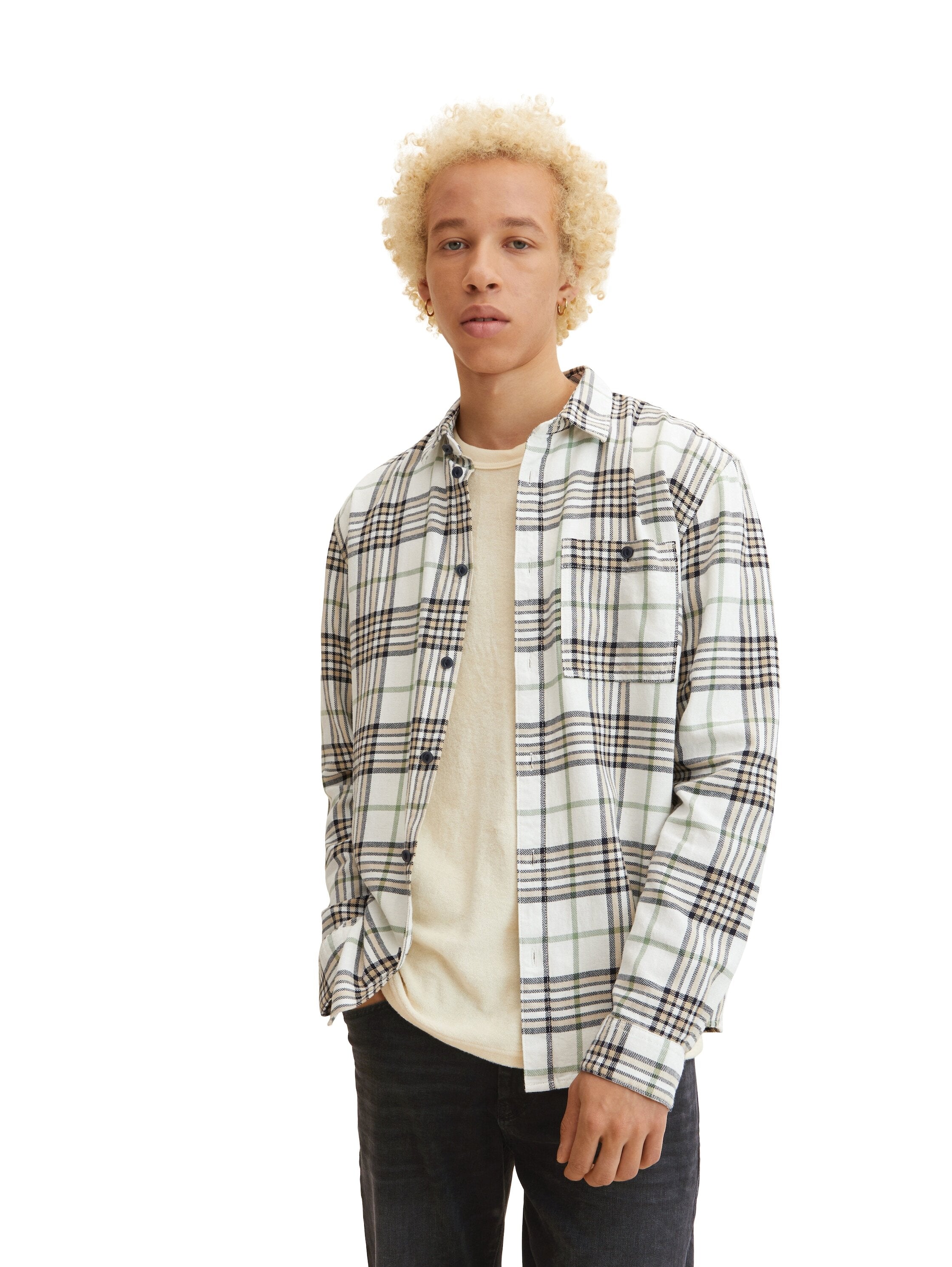 Tom Tailor Langarmhemd mit Karomuster und Kentkragen