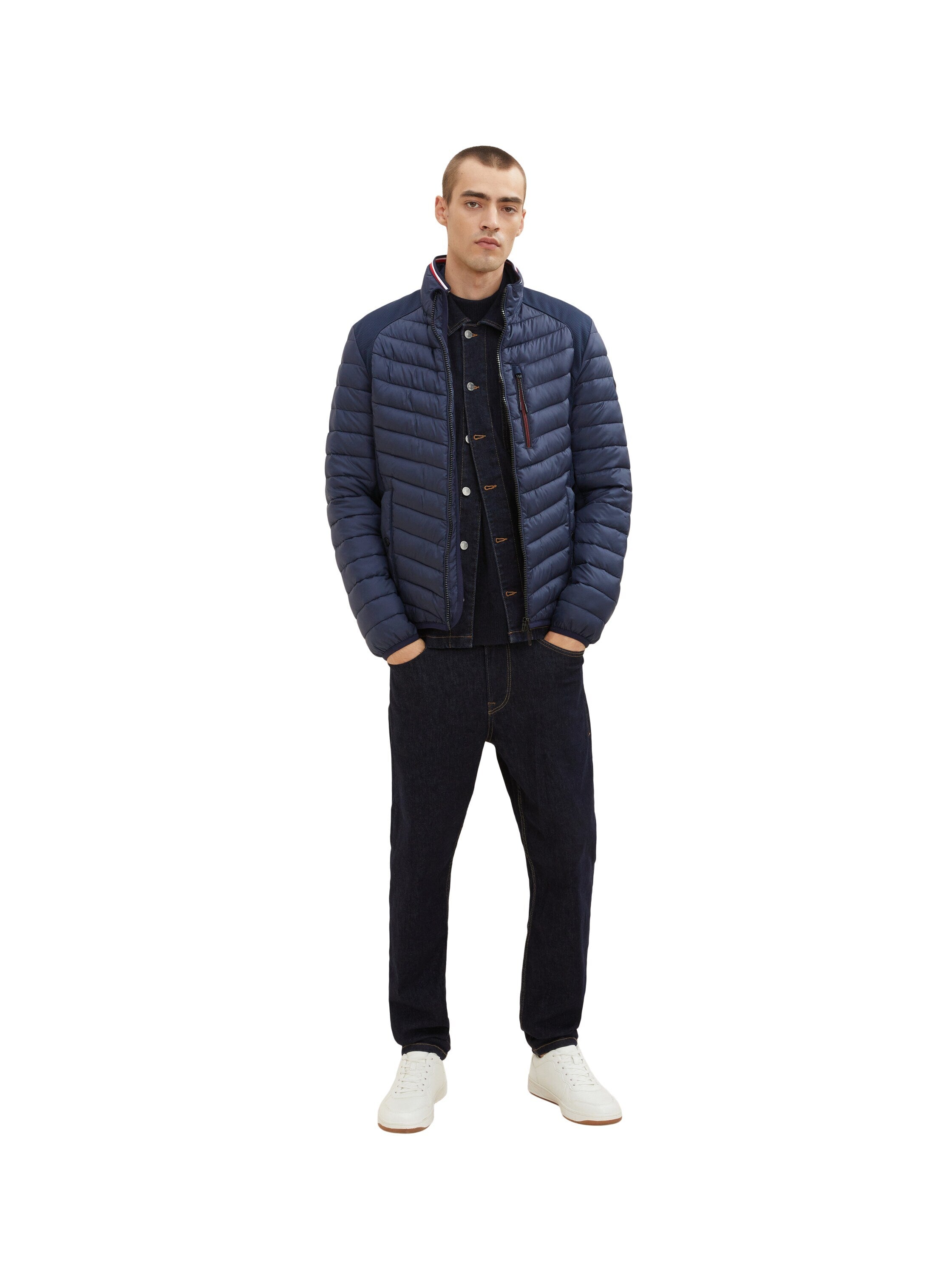 Tom Tailor Hybrid Steppjacke mit Stehkragen und Reißverschluss