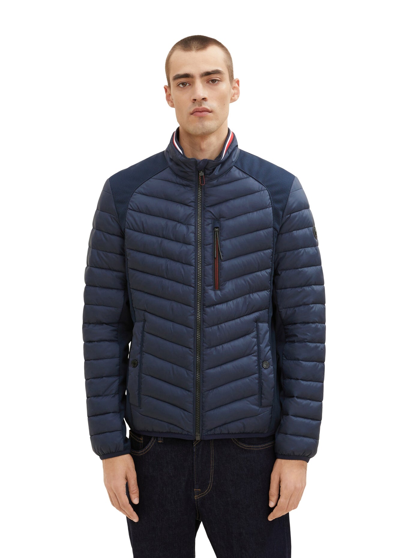 Tom Tailor Hybrid Steppjacke mit Stehkragen und Reißverschluss