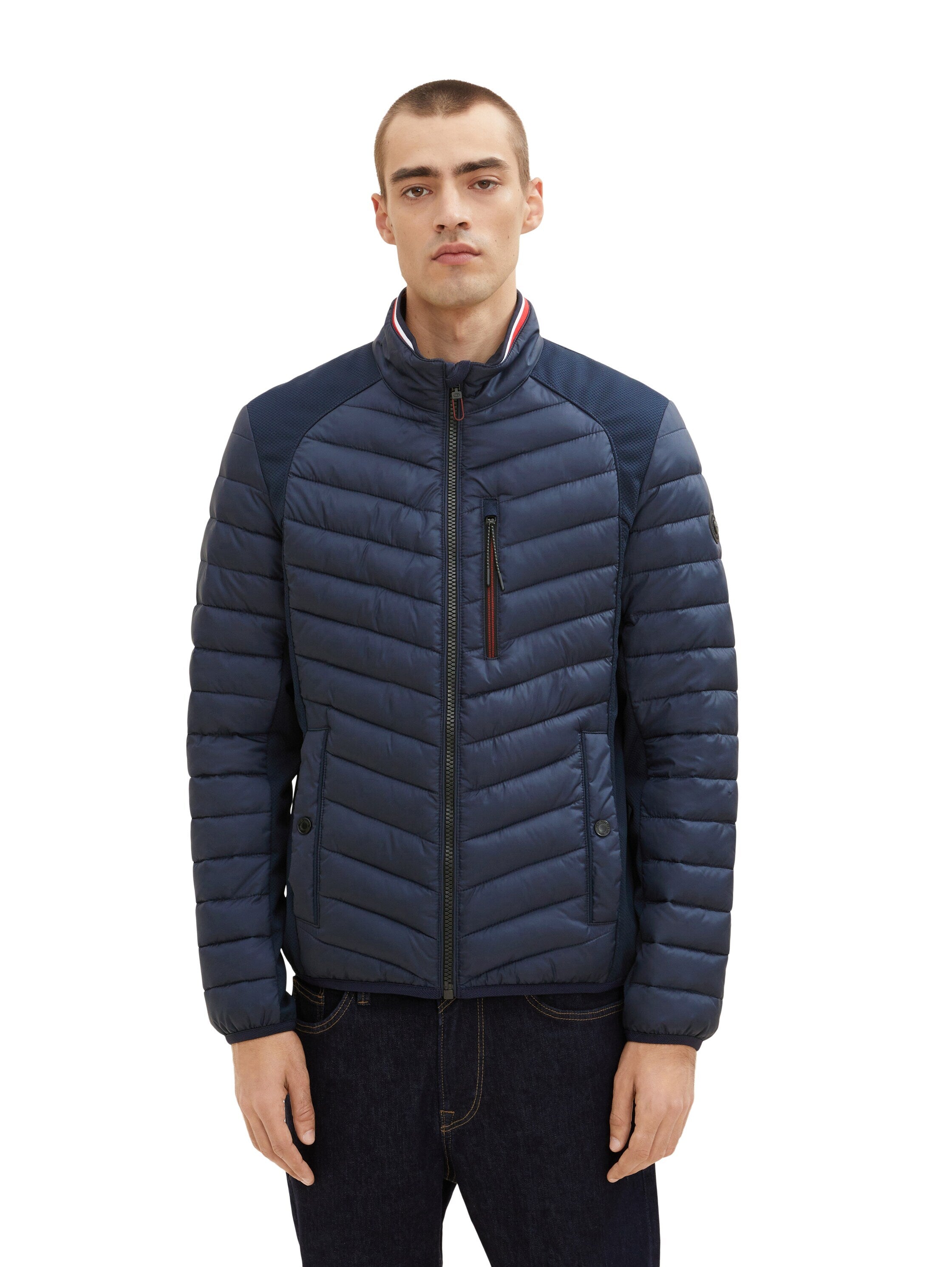 Tom Tailor Hybrid Steppjacke mit Stehkragen und Reißverschluss
